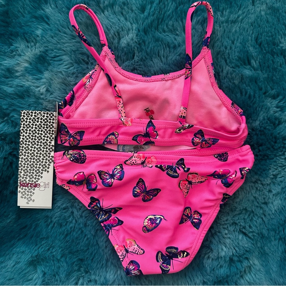 Kensie Girl Pink Butterfly Toddler Girl Swim Set - Picture 6 of 9